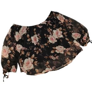 American Eagle Outfitters Black Floral Sheer Blouse